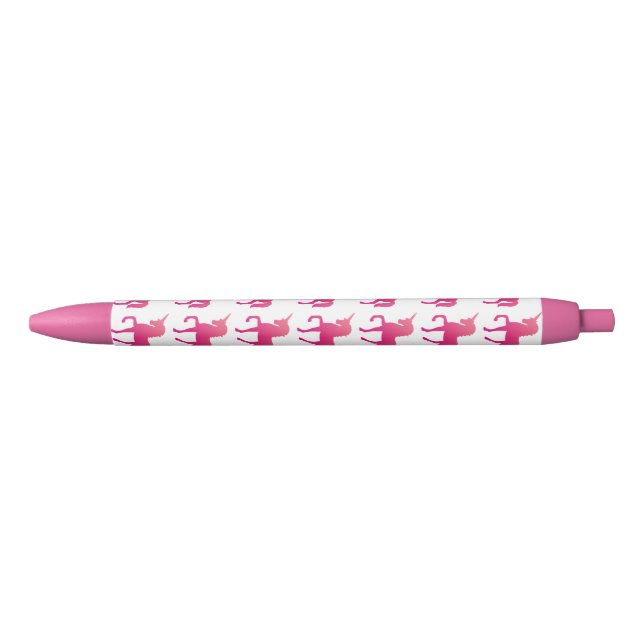 Noir Stylo Personnalisé Unicorne Rose, encre noire (Devant)