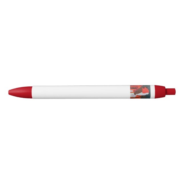 Noir Stylo pointillé Robin garniture rouge (Devant)