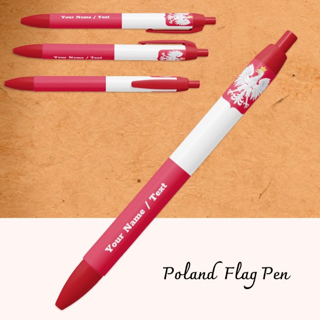 Noir Stylo Pologne, Stylo Drapeau Polonais, Personnalis (Créateur téléchargé)