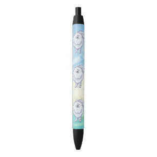 Noir Stylo Pom Pom Blanc Cute