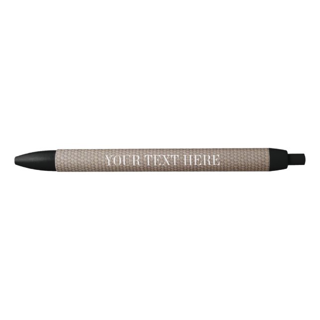 Noir Stylo promo design burlap élégant avec texte perso (Devant)