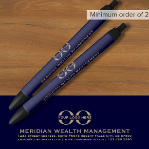 Noir Stylo promotionnel bleu marine avec logo