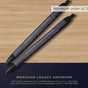 Noir Stylo promotionnel bleu marine et or personnalisé
