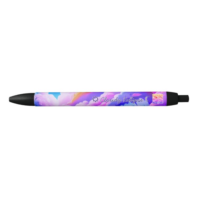 Noir Stylo Promotionnel Ciel Pourpre Éclipse Nuageuse (Devant)