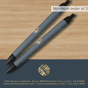 Noir Stylo promotionnel simple et élégant avec logo