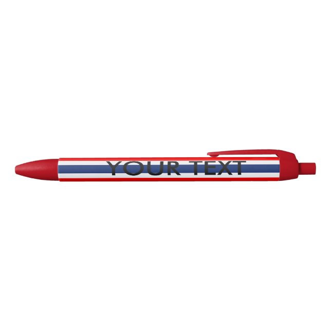 Noir Stylo rayé bleu et blanc personnalisé (Haut)