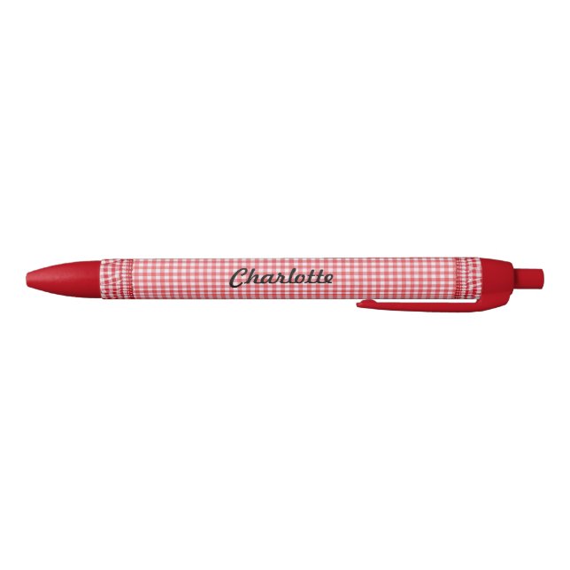 Noir Stylo RedCheckered avec votre nom (Bas)