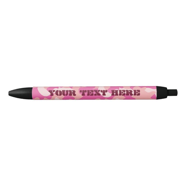 Noir Stylo rose de Camo - ajoutez votre texte (Devant)
