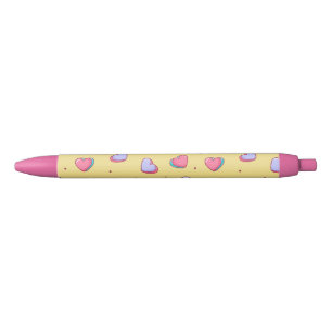 Noir Stylo rose et jaune Cœur de bonbon