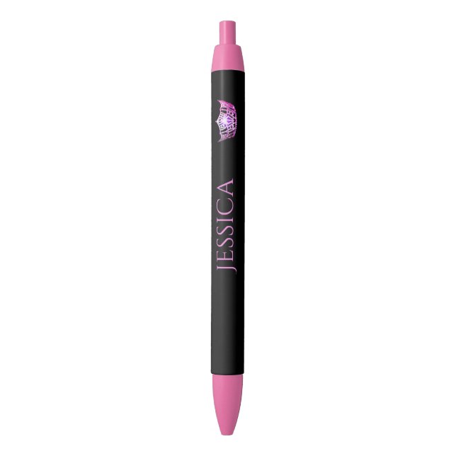 Noir Stylo rose fait sur commande d'encre de couronne (devant Vertical)