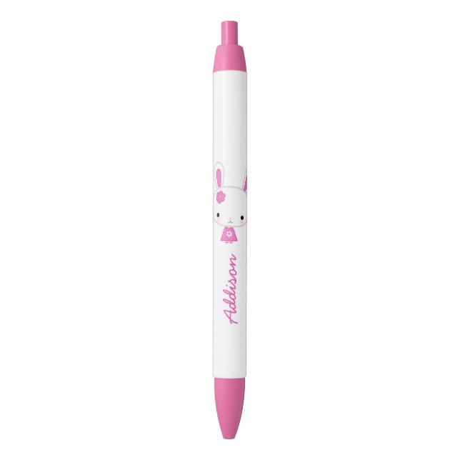 Noir Stylo rose Kawaii Bunny Pink (devant Vertical)