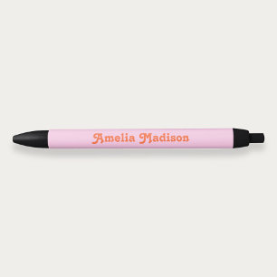 Noir Stylo Rose Orange Décoratif Rétro