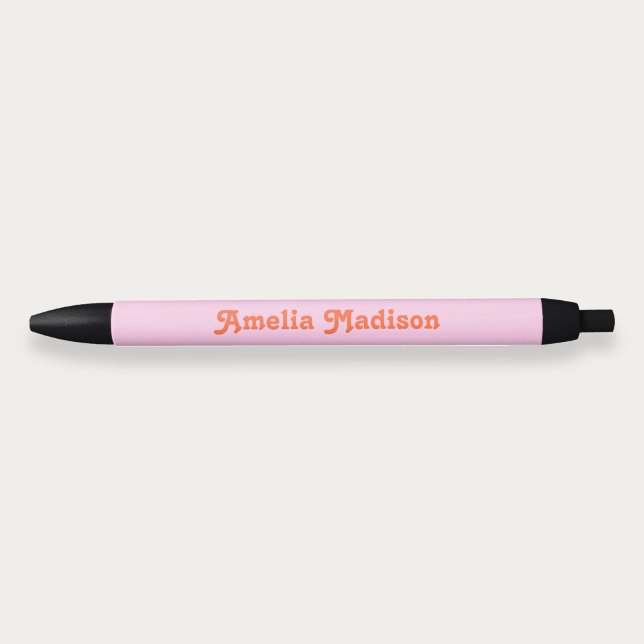 Noir Stylo Rose Orange Décoratif Rétro (Créateur téléchargé)