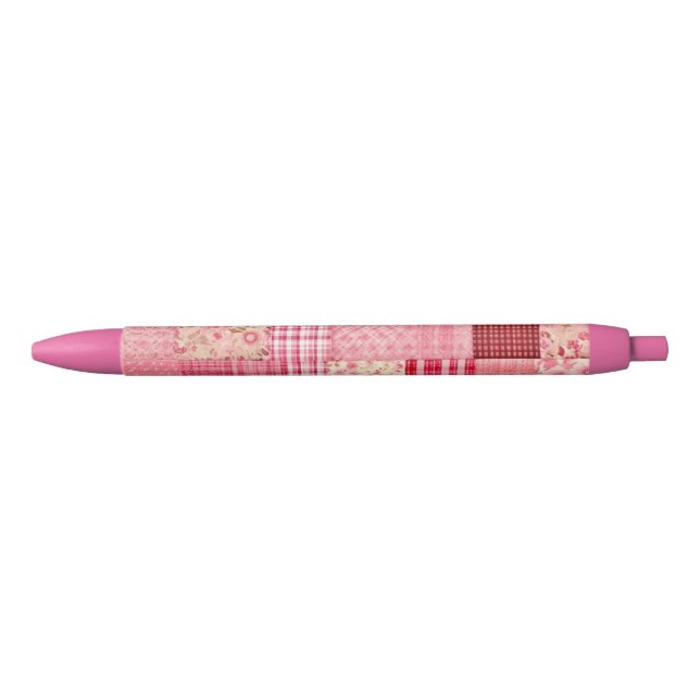 Noir Stylo rose plaid, peut être personnalisé (Devant)