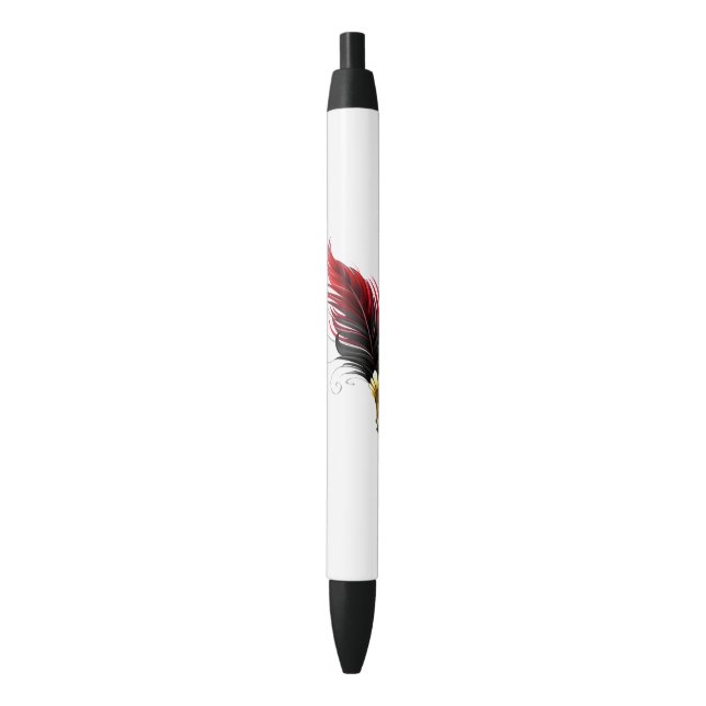 Noir Stylo rouge en plumes avec nib or (devant Vertical)