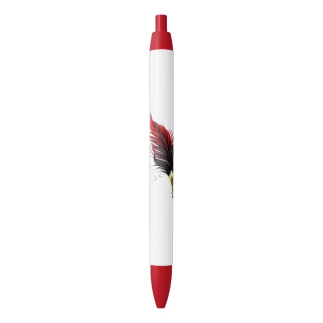 Noir Stylo rouge en plumes avec nib or (devant Vertical)