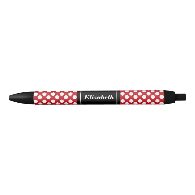 Noir Stylo rouge et blanc personnalisé de point de (Devant)