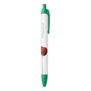 Noir Stylo rouge simple de nom de fleur de pavot