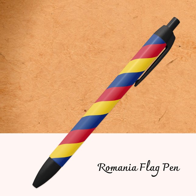 Noir Stylo Roumanie, Drapeau Roumain école / bureau (Créateur téléchargé)