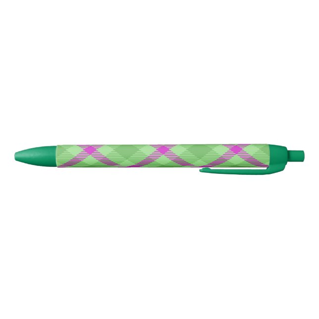 Noir Stylo Tartan Vert Et Rose (Bas)