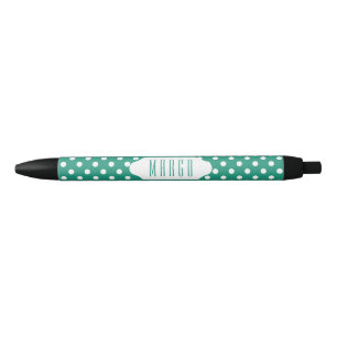 Noir Stylo turquoise et blanc de coutume de pois