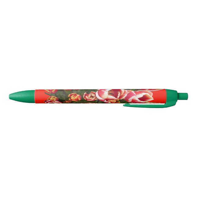 Noir Stylo vert pour tulipes rouges et blanches (Bas)
