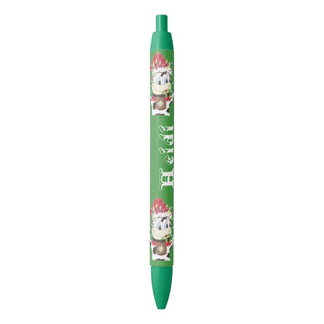 Noir Stylo Xmas personnalisé Snowbell (devant Vertical)