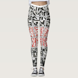 noir sur blanc avec leggings rouges
