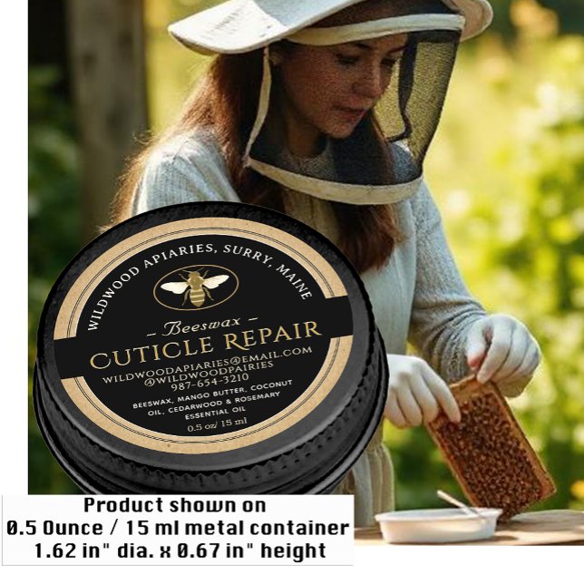 NOIR SUR KRAFT Beeswax Cuticule Étiquette de répar (Créateur téléchargé)