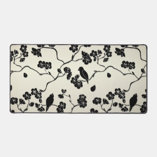 Noir sur les oiseaux Motifs de bronze et fleurs de