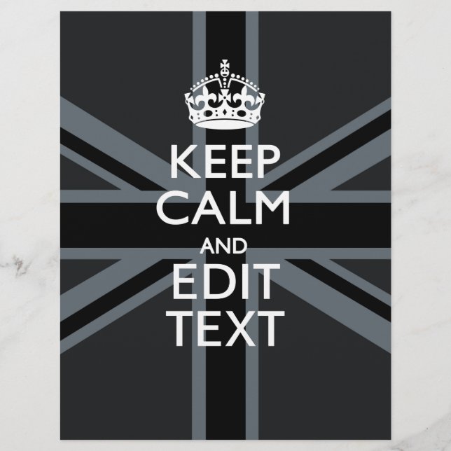 Noir sur Noir Garder le calme Union Jack personnal (Devant)