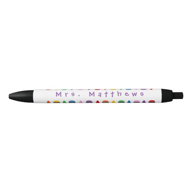 Noir Teacher Couleur Crayon Monogramme Purple Stylo (Devant)