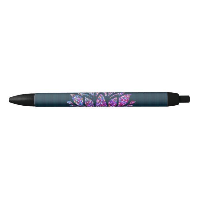 Noir Teal tranquille et stylo de fleur de Lotus (Devant)