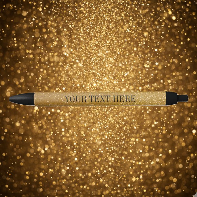 Noir Texte luxe fait sur commande personnalisé du stylo (Gold glitter print pen)