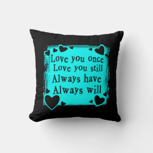 Noir turquoise coeur amour rime coussin décoratif