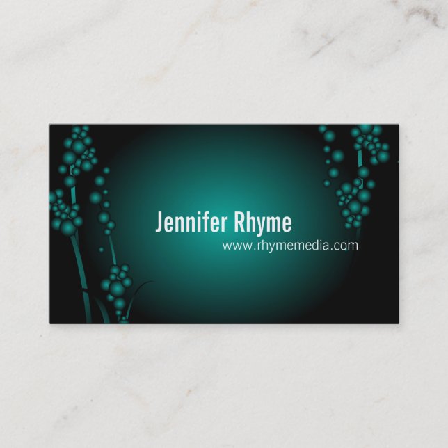 Noir turquoise moderne de carte de visite (Devant)