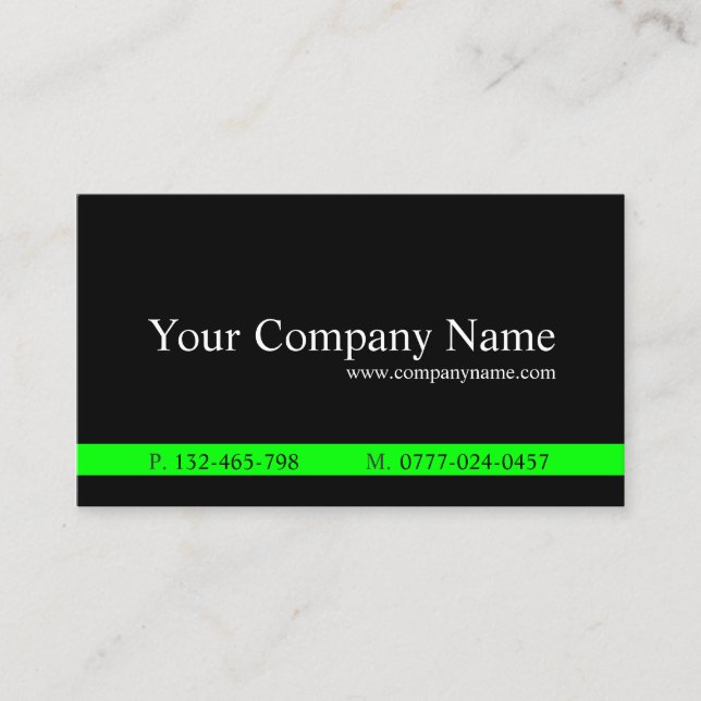 Noir vert classique professionnel - Carte de visit (Devant)