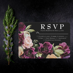 Noir Victorien violet Vintage mariage floral RSVP