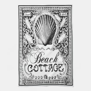 noir vintage de serviette de cuisine de cottage de