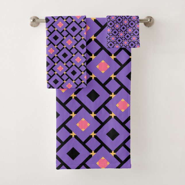 noir violet et rose motif avec carrés (En situation)