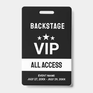 Noir VIP Backstage All Access Pass ID Badge