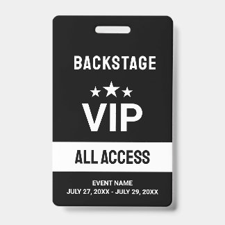Noir VIP Backstage All Access Pass ID Badge