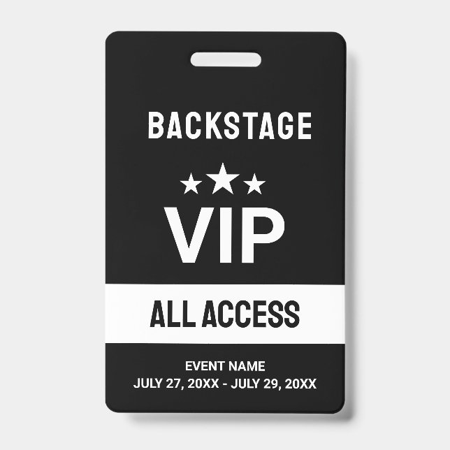 Noir VIP Backstage All Access Pass ID Badge (Face)