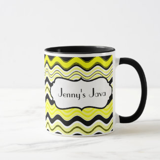 , Noires, blanches tasse personnalisée par rayures