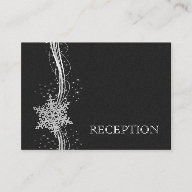 noires Silver Snowflakes mariage invitation (Devant)