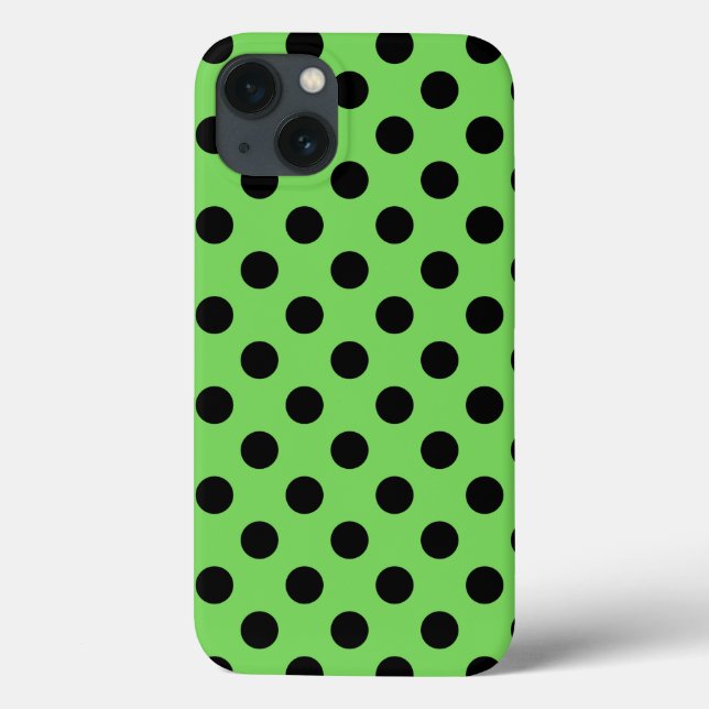 Noirs points sur fond vert citron Case-Mate coque  (Verso)