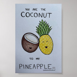 Noix de coco et ananas Impression d'art de coupl