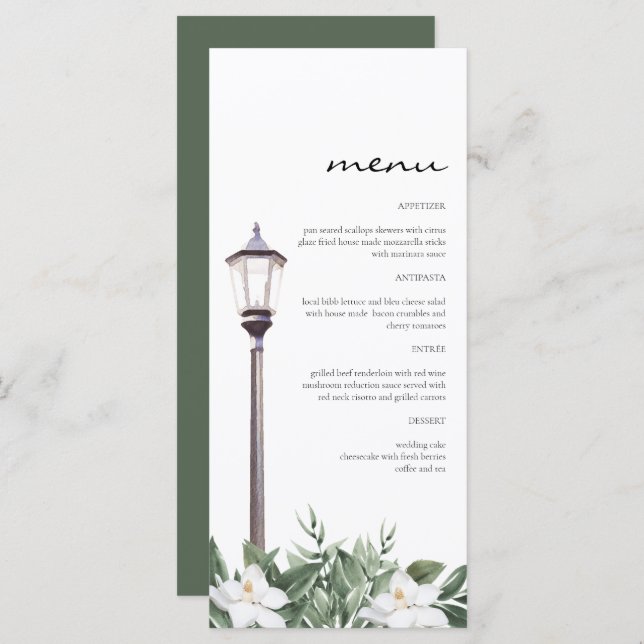 NOLA New Orleans Magnolia Bourbon Street Menu (Devant / Derrière)