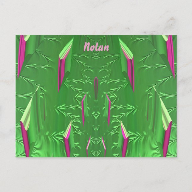 NOLAN ~ Carte postale brillante 3D Rose Vert Zany (Devant)