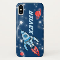 Nom 6 lettre espace fusée bleu coque iphone